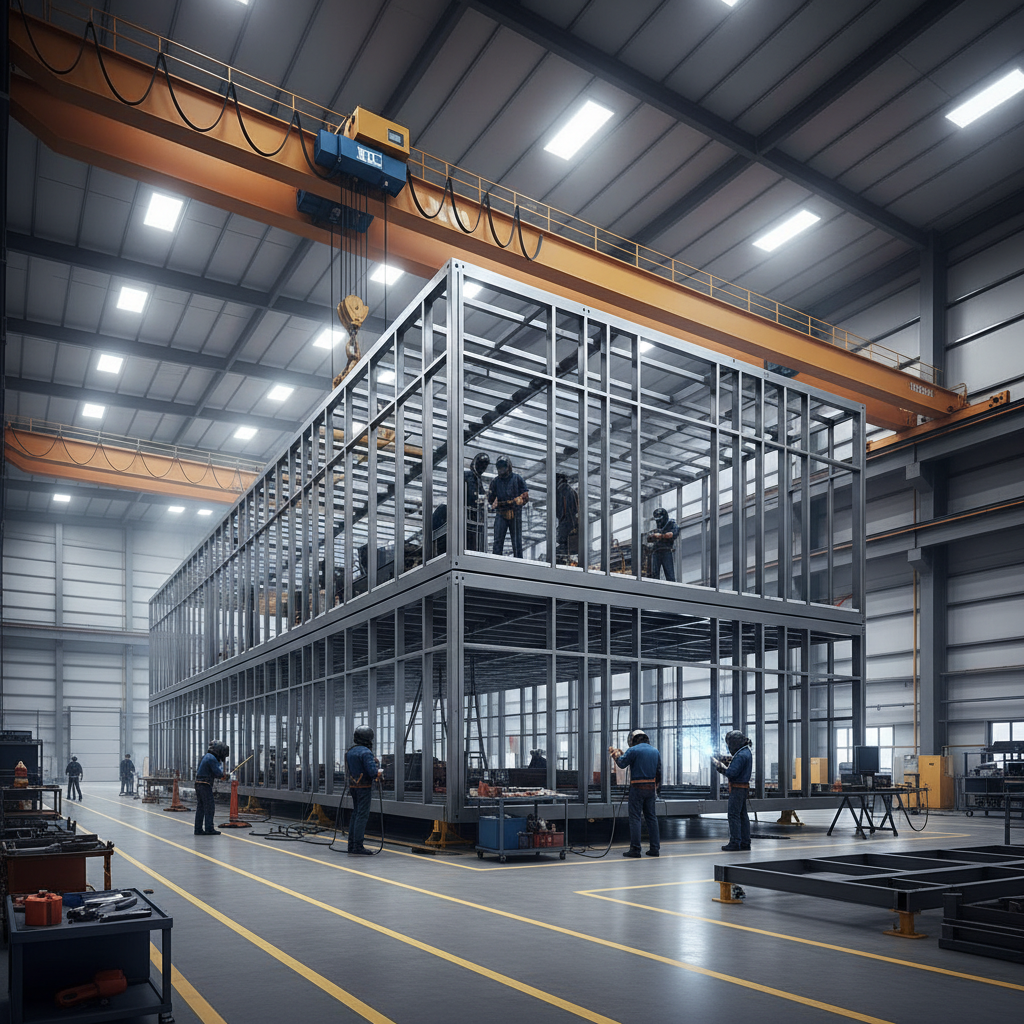 Factory floor with modular control room under construction